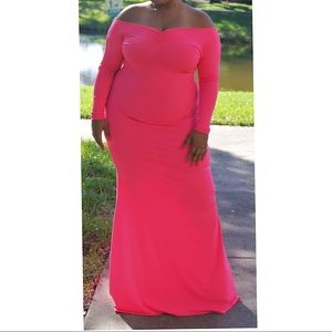 Brand new! Hot Pink Mermaid Style Long sleeve Maxi